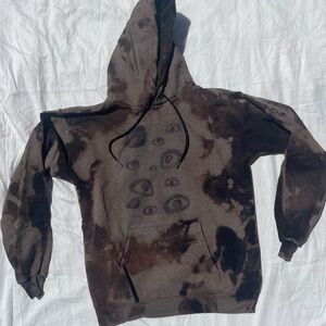 Men's Handmade Tie Dye Eye Brown Graphic Hoodie